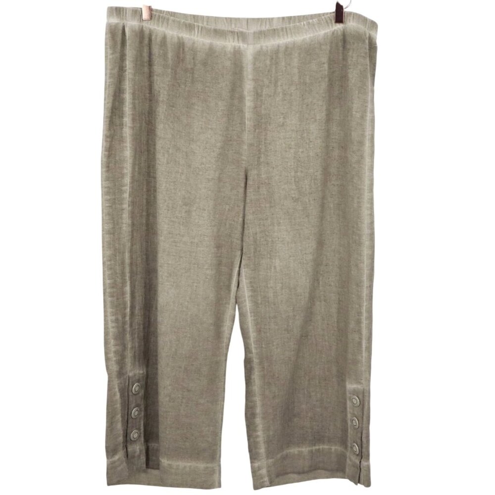 Soft Surroundings Crop Pants Women XL Gray Boho Lagenlook Vacation Slouchy Artsy